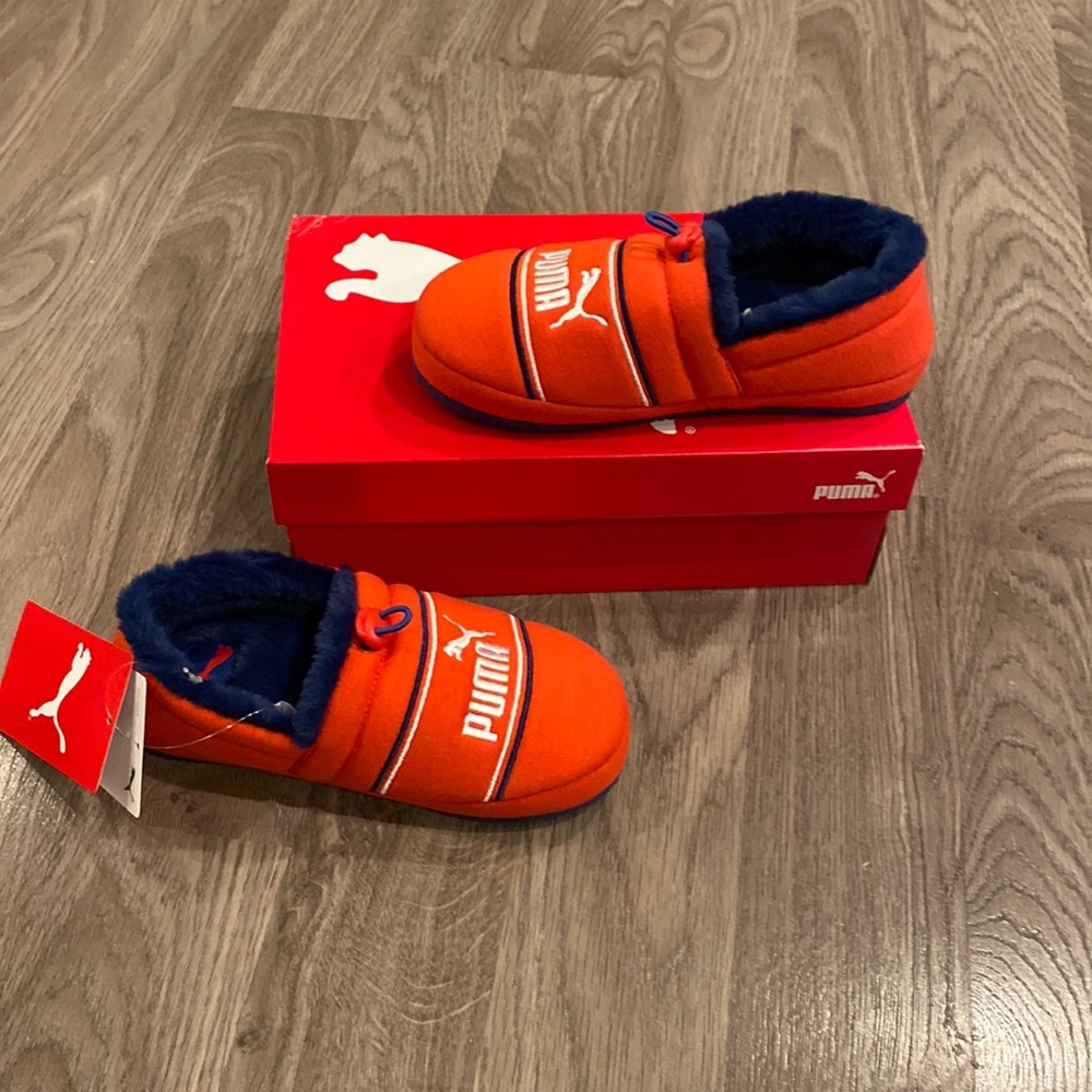 New Puma Boy Tuff Mocc Faux Fur Lined Slippers